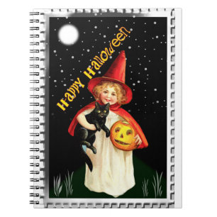 Nostalgisch Meisje, Jack-o'-lantaarn en Kat Notitieboek