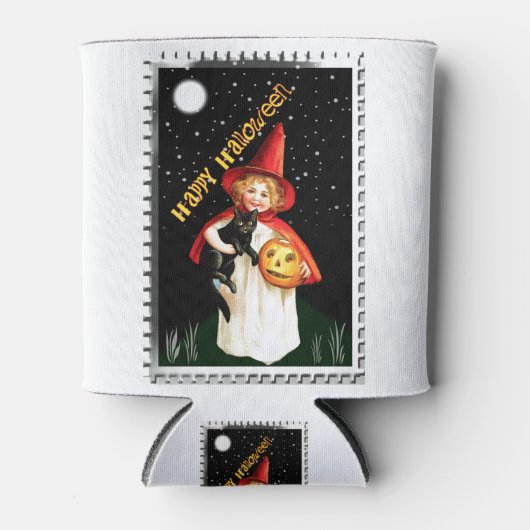 Nostalgisch Meisje, Jack-o'-lantern en Kat Blikjeskoeler (Voorkant)