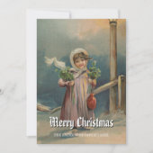 Nostalgisch  meisje van Lantern Scene Feestdagenkaart (Voorkant)