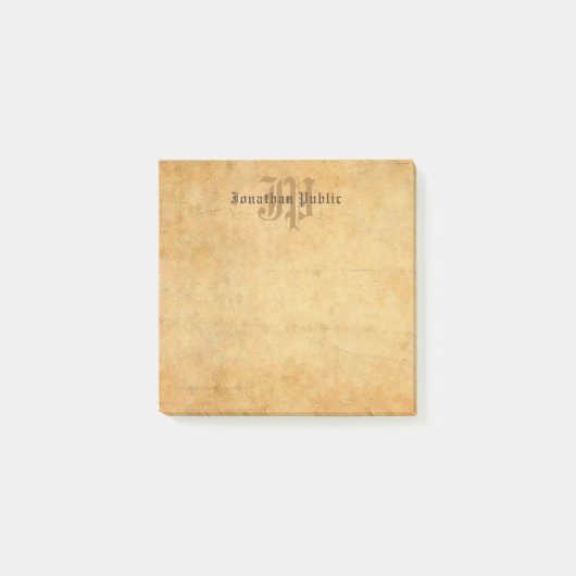 Nostalgisch Monogram Sjabloon Elegante Kalligrafie Post-it® Notes (Voorkant)
