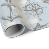 Nostalgisch nautisch blauw patroon cadeaupapier (Rol Hoek)