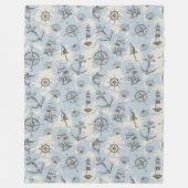 Nostalgisch nautisch blauw patroon fleece deken (Voorkant)