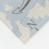 Nostalgisch nautisch blauw patroon fleece deken (Hoek)
