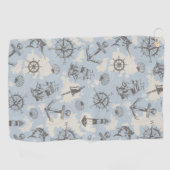 Nostalgisch nautisch blauw patroon golfhanddoek (Horizontaal)
