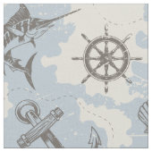 Nostalgisch nautisch blauw patroon stof (Close Up)