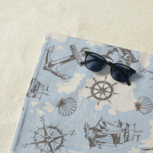 Nostalgisch nautisch blauw patroon strandlaken