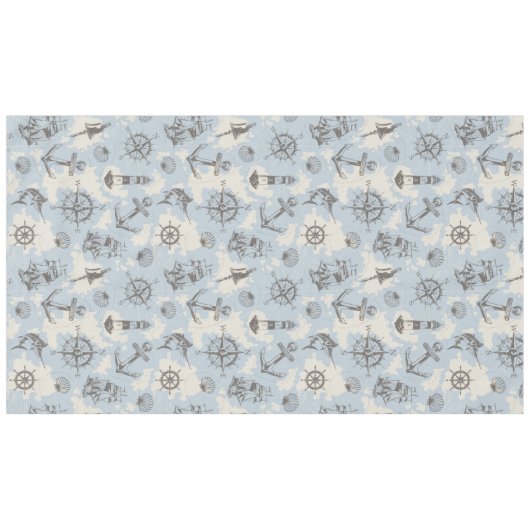 Nostalgisch nautisch blauw patroon tafelkleed (Voorkant (Horizontaal))