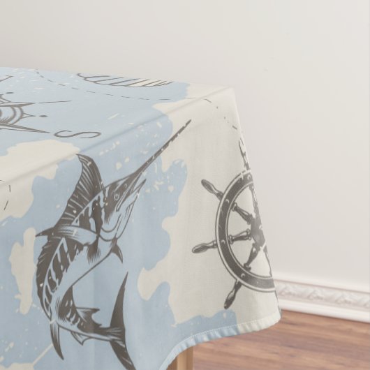 Nostalgisch nautisch blauw patroon tafelkleed (Voorbeeld)