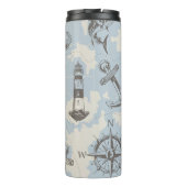 Nostalgisch nautisch blauw patroon thermosbeker (Achterkant)