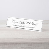 Nostalgisch "Neem alsjeblieft een stoel!" Bureau Naambordje (Voorkant)