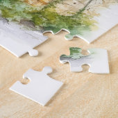 Nostalgisch Old Stone Building in European Village Legpuzzel (Zijkant)