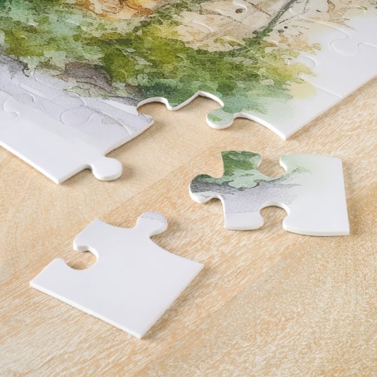 Nostalgisch Old Stone Building in European Village Legpuzzel (Zijkant)