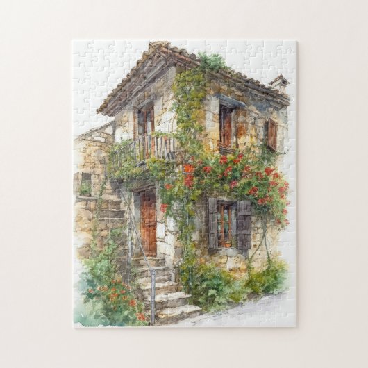 Nostalgisch Old Stone Building in European Village Legpuzzel (Verticaal)