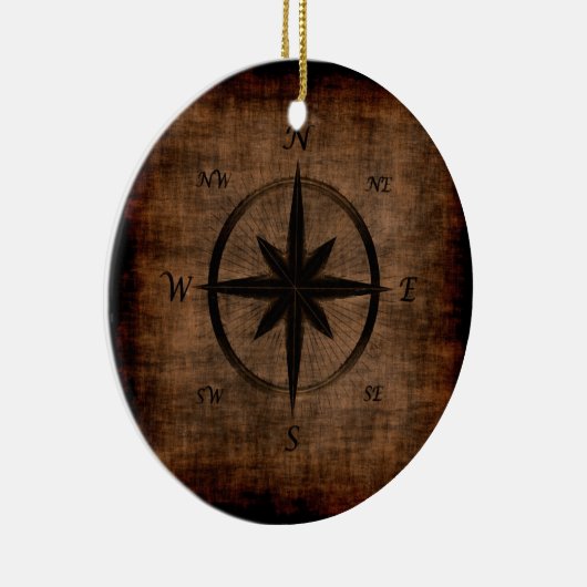 Nostalgisch oud Compass Roos-ontwerp Keramisch Ornament (Rechts)