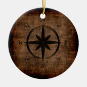 Nostalgisch oud Compass Roos-ontwerp Keramisch Ornament (Voorkant)
