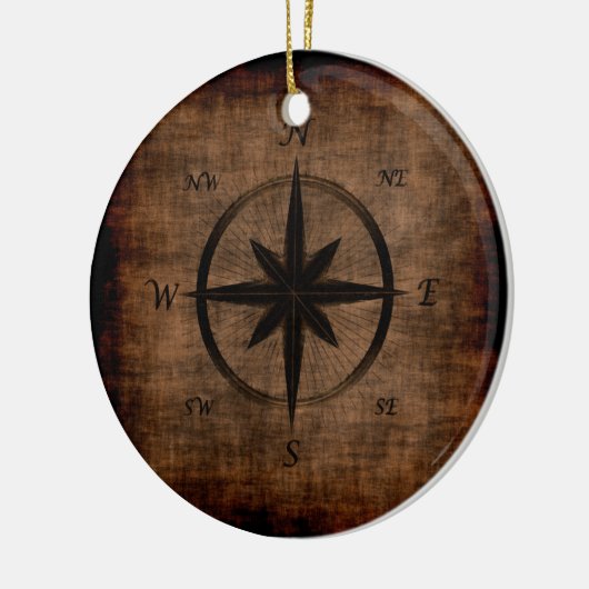 Nostalgisch oud Compass Roos-ontwerp Keramisch Ornament (Links)