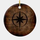 Nostalgisch oud Compass Roos-ontwerp Keramisch Ornament (Achterkant)