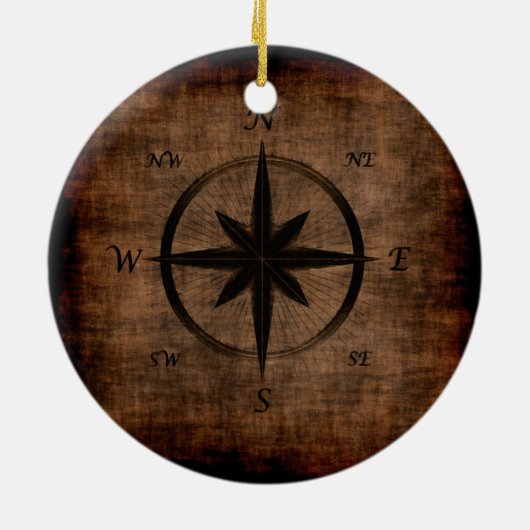 Nostalgisch oud Compass Roos-ontwerp Keramisch Ornament (Achterkant)