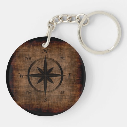 Nostalgisch oud Compass Roos-ontwerp Sleutelhanger (Achterkant)