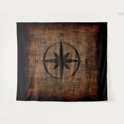 Nostalgisch oud Compass Roos-ontwerp Wandkleed (Voorkant (horizontaal))