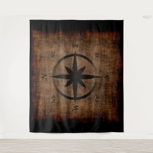 Nostalgisch oud Compass Roos-ontwerp Wandkleed (Voorkant)