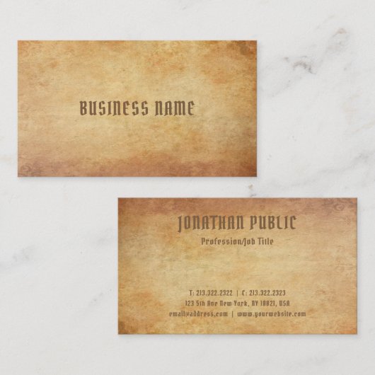 Nostalgisch oud papier look premium dik luxe visitekaartje (Voorkant / Achterkant)