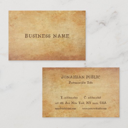 Nostalgisch oud papier look Sjabloon premium dik Visitekaartje (Voorkant / Achterkant)