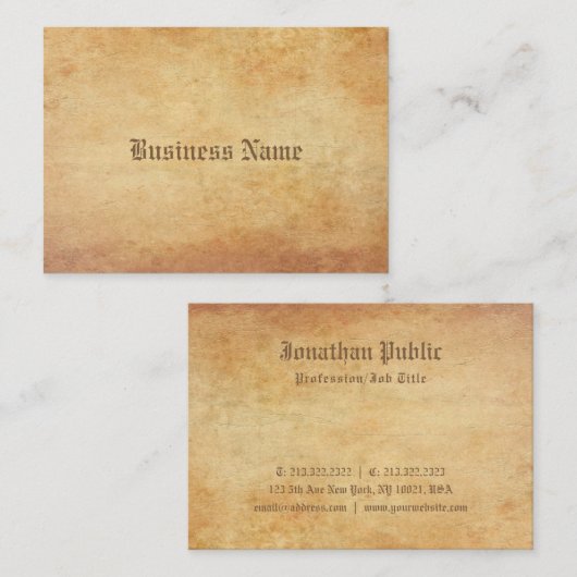 Nostalgisch oud papier ziet er luxe professioneel visitekaartje (Voorkant / Achterkant)