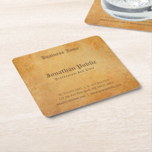 Nostalgisch oud papier ziet er professioneel elega kartonnen onderzetters (Schuin)