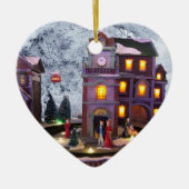 Nostalgisch ouderwets dorp keramisch ornament (Voorkant)