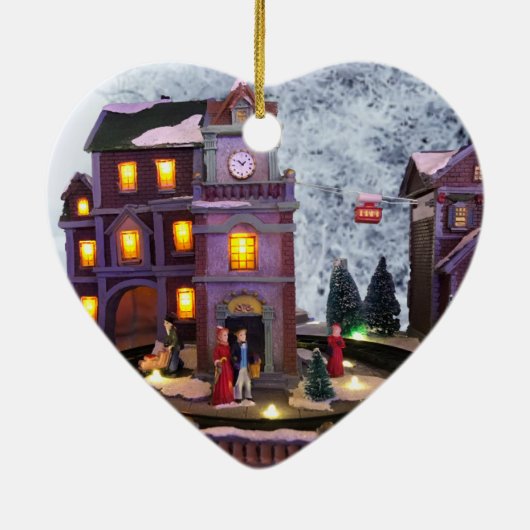 Nostalgisch ouderwets dorp keramisch ornament (Achterkant)