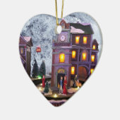 Nostalgisch ouderwets dorp keramisch ornament (Links)