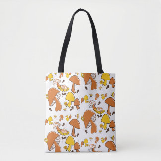 nostalgisch paddenstoelenpatroon tote bag