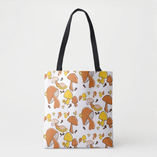 nostalgisch paddenstoelenpatroon tote bag (Voorkant)