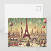 Nostalgisch Parijs met Kerstmis – Kerstsfeer Feestdagenkaart (Voorkant / Achterkant)