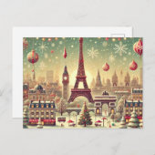 Nostalgisch Parijs met Kerstmis – Vakantiemagie Feestdagenkaart (Voorkant / Achterkant)