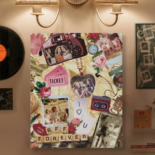 Nostalgisch plakboek BFF Voor altijd fotocollage Canvas Afdruk
