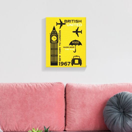 nostalgisch Poster van retro-luchtvaartmaatschappi Canvas Afdruk (Insitu (Woonkamer))