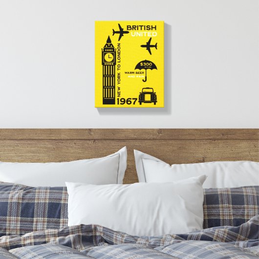 nostalgisch Poster van retro-luchtvaartmaatschappi Canvas Afdruk (Insitu (Slaapkamer))