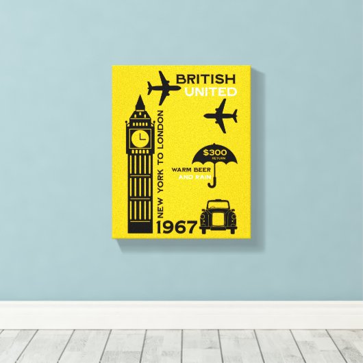 nostalgisch Poster van retro-luchtvaartmaatschappi Canvas Afdruk (Insitu (Houten vloer))