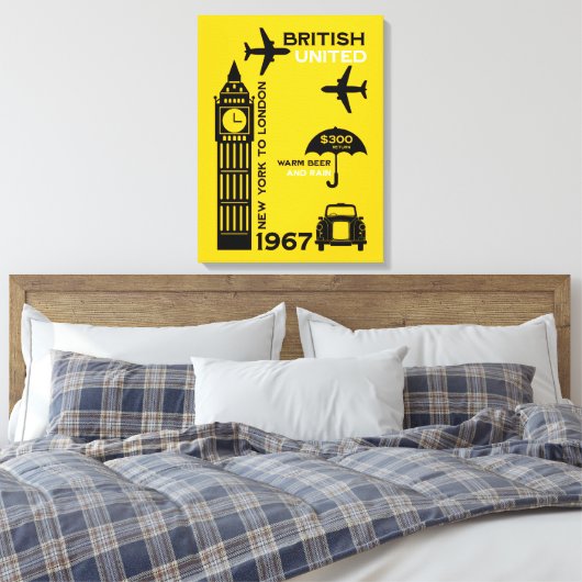 nostalgisch Poster van retro-luchtvaartmaatschappi Canvas Afdruk (Insitu (Slaapkamer))