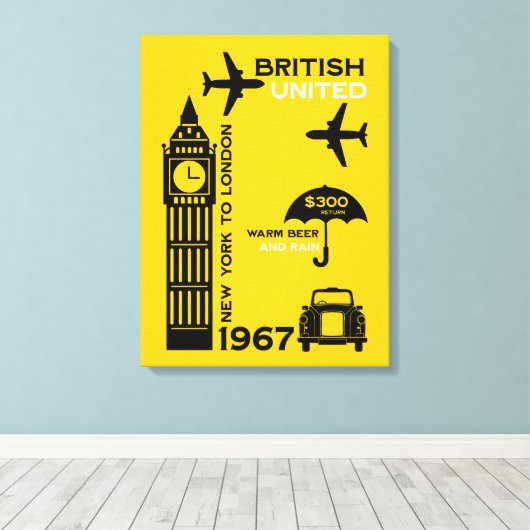 nostalgisch Poster van retro-luchtvaartmaatschappi Canvas Afdruk (Insitu (Houten vloer))