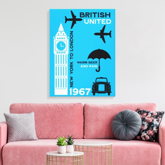 nostalgisch Poster van retro-luchtvaartmaatschappi Canvas Afdruk (Insitu (Woonkamer))