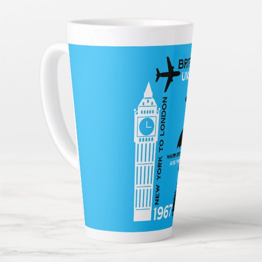 nostalgisch Poster van retro-luchtvaartmaatschappi Latte Mok (Linkerhoek)