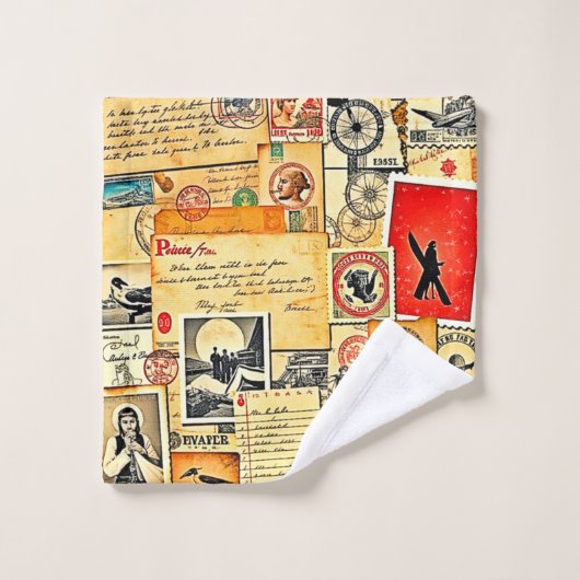 nostalgisch postontwerp bad handdoek (Wasdoekje)
