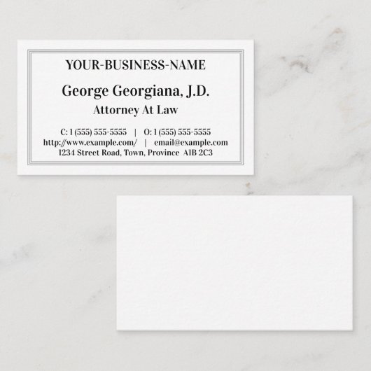 Nostalgisch, professioneel Visitekaartje (Voorkant / Achterkant)