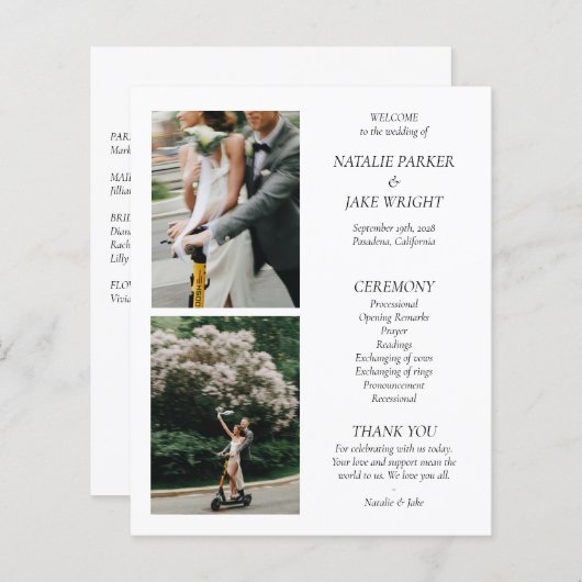 Nostalgisch Redactioneel Zwart & Wit Trouwprogramm (Voorkant / Achterkant)