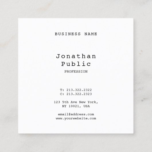 Nostalgisch Retro Klassieke look Simple Cool Vierkante Visitekaartje (Achterkant)