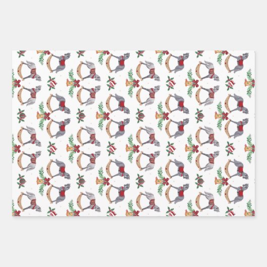 Nostalgisch Rocking Horse met Holly Fire Branches Inpakpapier Vel (Voorkant 2)