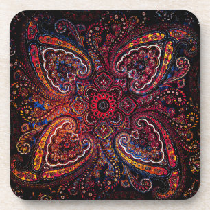 Nostalgisch rood paisley bier onderzetter